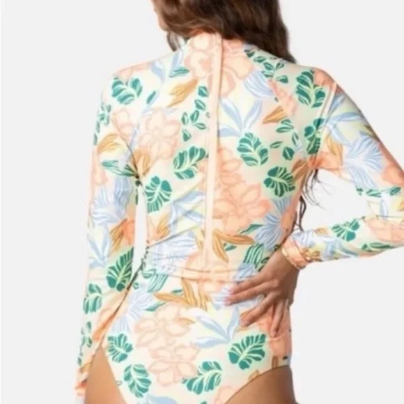 Floral Long Sleeve Cutout Swimsuit rip curl  follow the sun surf suit - Picture 2 of 3